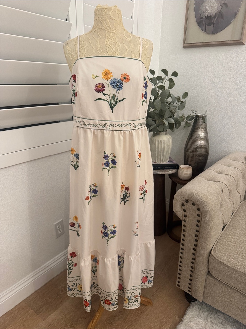 Cream Floral Maxi Dress